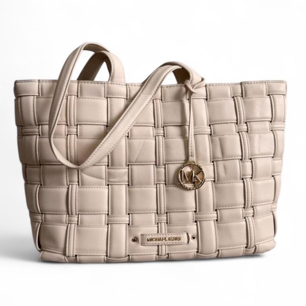 Michael Kors Beige Woven Tote - Picture 2 of 9